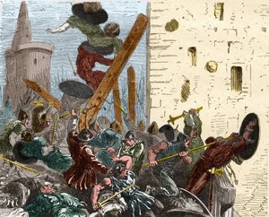 1209年8月，在对阿尔比盖尔人的十字军东征中攻占卡尔卡松。雕刻于 "Histoire De France En Cent Paintings by Paul Lehugeur" 1891年 作者 法语学校
