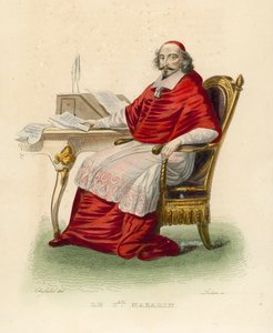 Cardinal Mazarin (coloured engraving) 作者 法语学校