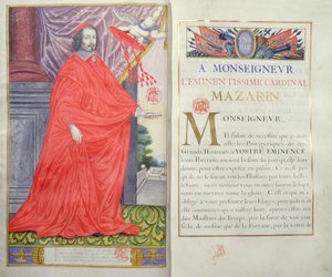 红衣主教Mazarin，插图和奉献来自Puget de la Serre，我们世纪杰出人物的Panegyrics，1655 作者 法语学校