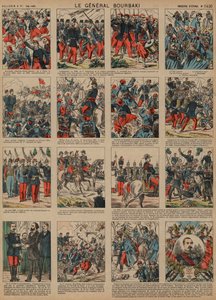 法国将军查尔斯·丹尼斯·布尔巴基 (Charles-Denis Bourbaki) 的职业生涯（彩色雕刻） 作者 法语学校