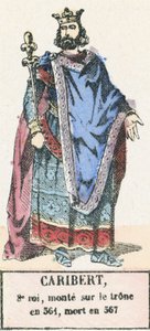 Caribert, 8e roi, monte sur le trone en 561, mort en 567 (coloured engraving) 作者 法语学校