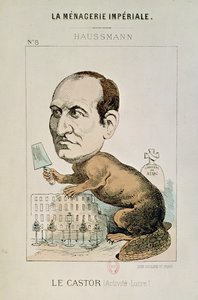 Baron Georges Eugene Haussmann（1809-91）的漫画作为海狸，来自&39;La Menagerie Imperiale&39;，1870-71 作者 法语学校