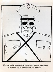 Victoriano Huerta将军的漫画（1854-1916）墨西哥共和国代理总统，Le Monde Illustre的插图，1913年3月1日出版 作者 法语学校