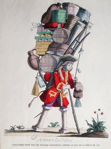 亨利-雅克-诺姆帕-德-考蒙（1675-1726）的漫画，由 "Epiciers Droguistes"（普通店主和杂货商）制作。 作者 法语学校