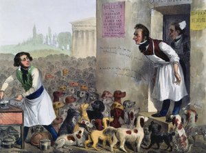 1840年，处理狂犬病的巴黎人的漫画
