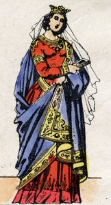 卡洛林王朝。瑞查尔德-斯瓦比亚（841-v. 896）的肖像，法国人的女王，查理三世-勒格罗（839-888）的妻子。19世纪末的埃皮纳尔成像。私人收藏。 作者 法语学校