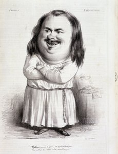 巴尔扎克（Honore de Balzac，1799-1850）和僧侣的漫画--载于1838年10月12日的《查理报》，B.H.V.P。 作者 法语学校