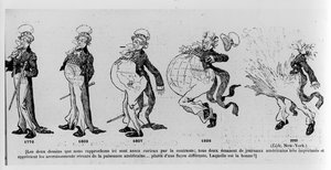 卡通评论美利坚合众国的土地收购，插图来自Le Rire，1895年3月4日 作者 法语学校