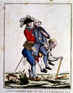 革命前的税收卡通：生活在第三国背后的神职人员和贵族，大约 1789 年 作者 法语学校
