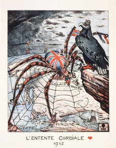 关于 1915 年协约的漫画 - 巴黎市的海报。 作者 法语学校