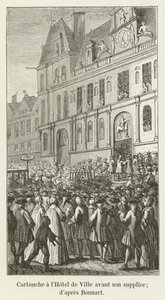 在他执行之前在Hotel de Ville的漩涡花饰; DAfter Bonnart 作者 法语学校