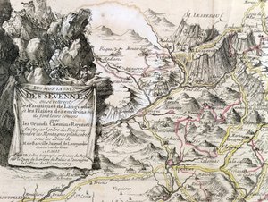 来自塞文山地区地图的漩涡花饰，1703年