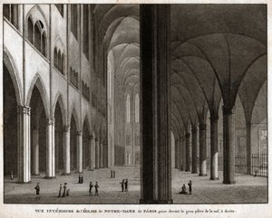 巴黎圣母院大教堂（Cathedrale Notre Dame de Paris）。(版画，约1850年) 作者 法语学校