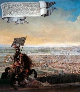 Cavalier view of Paris from the Faubourg Saint Jacques Commemoration of the defence of Paris by Chancellor Pepin des Essarts after the betrayal of Etienne Marcel, in 1358. Detail. Painting of the French School. 1640 Sun. 0,96x1,92 m Paris, Musee Carnavalet 作者 法语学校