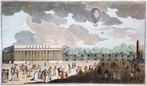 庆祝巴士底日，7月14日在巴黎香榭丽舍大街，1801年（手工彩色aquatint） 作者 法语学校