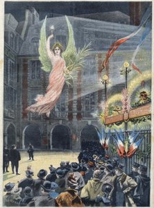 法国作家维克多-雨果（1802-1885）百年诞辰纪念活动：《小巴黎人》中的雷诺米的精灵降临在诗人位于巴黎孚日广场的房子里。 作者 法语学校