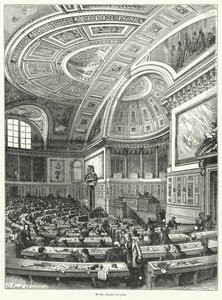 贵族院（Chambre des Pairs），1814年至1848年革命后被废除的法国议会上院（雕刻）。 作者 法语学校