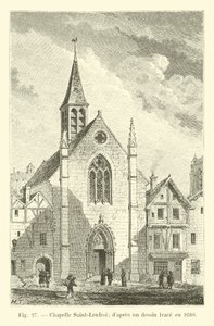 Saint-Leufroi教堂;在1680年画了一幅画线 作者 法语学校