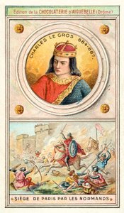 Charles the Fat and the siege of Paris by the Vikings, 885-886 (chromolitho) 作者 法语学校