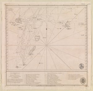 1776 年法国海军中尉维克特-格勒尼耶先生绘制的毛里求斯以北群岛海图[包括塞舌尔群岛、马尔代夫最南端的毛里求斯群岛和查戈斯群岛]。 作者 法语学校