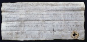 由Hugues I Capet签署的宪章（941-996），法国国王，988（笔和纸上的墨水） 作者 法语学校
