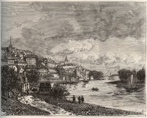 贡蒂埃城堡（Chateau Gontier）--卢瓦尔河地区的马耶纳（Mayenne）--V.-A. Malt-Brown的《法国图解：地理、历史、行政统计》中的雕版。 作者 法语学校