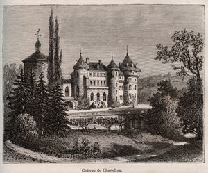 Chastellux城堡--Chastellux sur cure，勃艮第--V.-A.的 "La France illustree: geography, history, statistical administration "中的雕刻作品。Malt-Brown著。1884 作者 法语学校