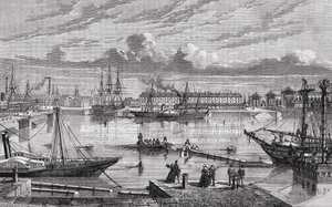 18世纪的瑟堡，在Pibaraud后由Breton雕刻，来自Louis Blanc的“法国革命史”（1811-82） 作者 法语学校