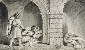 Childebert I（c.498-588）在他的兄弟继承人谋杀案中，来自Colart的“Histoire de France”，出版于1840年 作者 法语学校