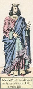 Childeric 1er，法国第四任国王，458年即位，卒于481年（彩刻） 作者 法语学校
