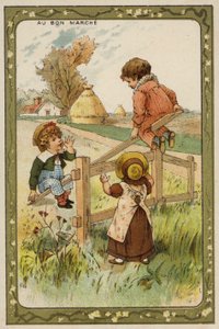 Children playing on a seesaw (chromolitho) 作者 法语学校