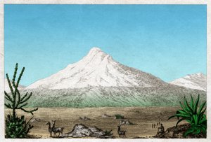 钦博拉索火山。 （雕刻，约 1840 年） 作者 法语学校
