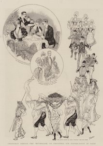 国外的圣诞节，“Reveillon”，或巴黎的平安夜晚餐派对（版画） 作者 法语学校