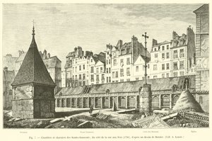 在Bernier，Coll A Lenoir的绘画之后，1780年rue aux Fers一侧的圣徒无辜者的墓地和万人冢 作者 法语学校