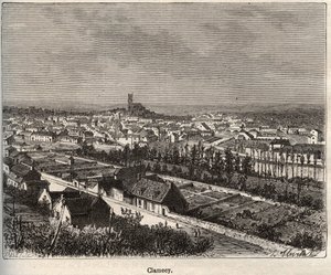 Clamecy - Nievre - 勃艮第 - V.A. Malt-Brown的 "La France illustree: geography, history, statistical administration "中的雕版画。1884 作者 法语学校