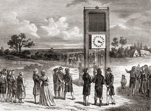 Claude Chappe 在 1791 年展示他的第一个空中电报系统，选自《科学的奇迹》，约 1870 年出版（雕刻）。 作者 法语学校