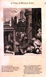 坚守生命，插图来自《人类生命观》，出自马林-勒罗伊-德-贡贝尔（1600-74）的《道德学说》，由达雷特刻制（雕刻）。 作者 法语学校