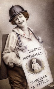 Come Ladies Work for France（煽动出生），明信片，sd。 诉 1918 作者 法语学校