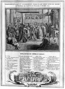 1594年1月27日，16世纪末，在沙特尔大教堂的亨利四世（1553-1610）的奉献与加冕 作者 法语学校