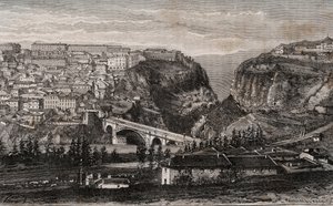 君士坦丁（阿尔及利亚）--在V.A. Malt-Brown的 "La France illustree: geography, history, statistical administration "中的雕刻作品。1884 作者 法语学校