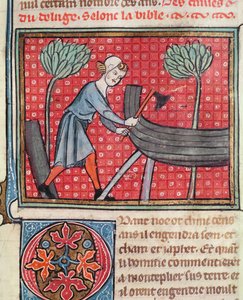 建造一艘船，来自Guiart des Moulins的Bible Historiale