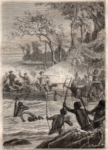 用箭头续写。菲利普-卡特雷或菲利普-德-卡特雷（1733-1796）1767年在圣克鲁斯岛的旅行，主要是到恩多岛（圣克鲁斯、恩多尼、恩多迪甚至恩多德）--插图取自《18世纪伟大的航海家》。 作者 法语学校