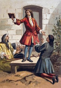 Convulsionary practices (Convulsionnaires of Saint-Medard) - Jansenism: the convulsionaries (Jansenist fanatics) of the cemetery Saint Medard (Saint-Medard) under Louis XV. chromolithography circa 1890. 作者 法语学校