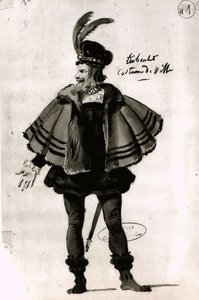 Triboulet的服装设计，Le Roi samuse（1832年），Victor Hugo（1802-85），1832年（钢笔和墨水在纸上） 作者 法语学校