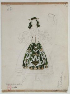 歌剧Cavalleria Rusticana的服装设计作者：Pietro Mascagni（1863-1945）（纸和铅笔） 作者 法语学校