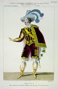 Adolphe Nourrit（1802-39）扮演Don Giovanni在该名称歌剧中扮演的角色，由Maleuvre雕刻，由Hautecoeur-Martinet印刷 作者 法语学校