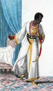威廉-莎士比亚（1564-1616）戏剧中C-肯布尔扮演奥赛罗的服装（平版）。 作者 法语学校