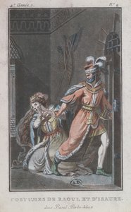 Raoul和Isaure的服装，来自歌剧院Raoul Barbe-Bleue，1790年 作者 法语学校
