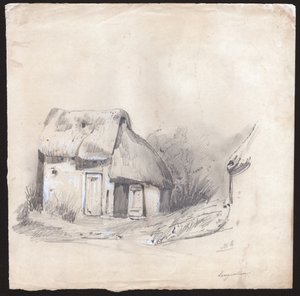 法国的小屋。(绘图，约1830年) 作者 法语学校