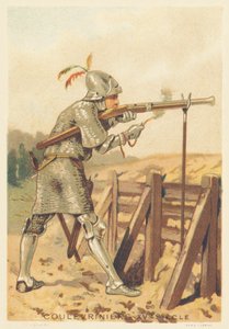 15世纪的Coulevrinier（战争人物，步行或骑马，手中拿着蛇的武器 作者 法语学校
